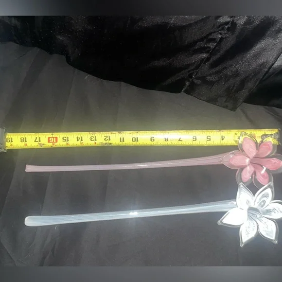 Two Glass Hand-blown Flowers - Picture 2 of 5